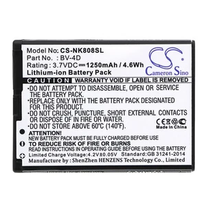 Batterie 1250mAh type BV-4D Pour Nokia 808, 808 PureView, Nokia Lankku, Nokia N9 - Photo 1 sur 3