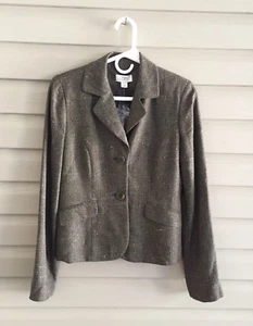 NWT Ann Taylor Loft women's size 0 brown button up long sleeve blazer jacket - Picture 1 of 12