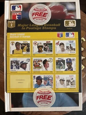 Full Set 1988 Major League Baseball In Stamps Grenada US Stamps Series + Book - Image 1 of 4