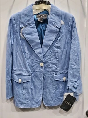 Terry Lewis Vintage Blue Suede Leather 1X Blazer Jacket 1 Button 3 Pockets NWT - Image 1 of 4