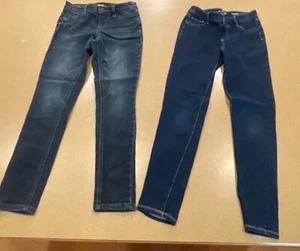 LOT of 2 Pairs Girls Kids Denim Jeans Jeggings - Justice & Sonoma Skinny Size 10 - Picture 1 of 8