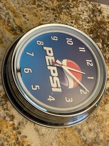 Pepsi Neon Wall Clock Soda Pop Man cave Display Bar Garage NIB - Picture 1 of 4