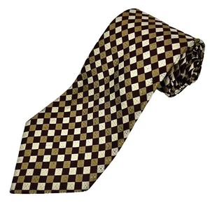 Gitman Bros Silk Tie Maroon & Gold Geometric Diamond Check Pattern Necktie USA - Picture 1 of 9