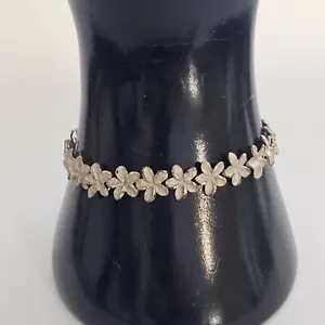 PULSERA DE ESLABONES FLOR PLUMERIA PLATA DE LEY 925 6,75" 7,7 g - Imagen 1 de 7