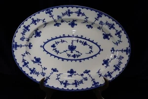 BLUE DELFT BY MARUTA BLUE FLORAL PLATTER 12 1/4" LONG 8 7/8" WIDE - Picture 1 of 7