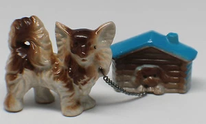 Vintage Porcelain Pekinese Dog + Doghouse Japan FREE SHIPPING! - Foto 1 di 4