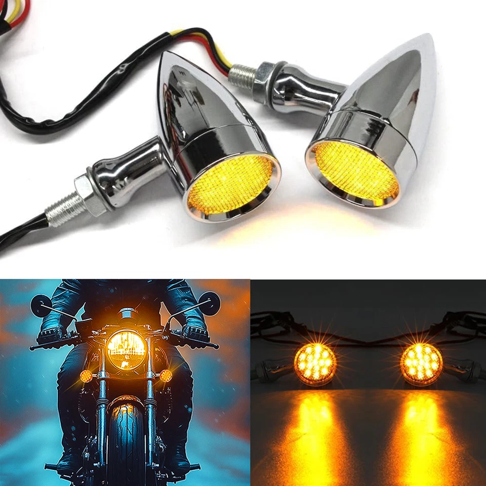 2x Luz de señal de giro LED cromada para motocicleta Yamaha XT600 XT660 XT750 Foto 1 de 4