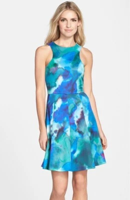 CeCe by Cynthia Steffe 'Maggie' Print Scuba Fit & Flare Dress Sz XS $118 - Image 1 of 3