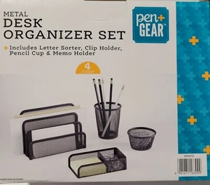 NEW Metal Desk Organizer Set Letter Sorter, Clip Holder, Pencil Cup, Memo Holder - Picture 1 of 1