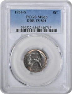 1954-S Jefferson Nickel DDR FS-801 MS65 PCGS - Picture 1 of 2