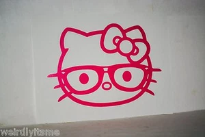 Hello Kitty Nerd Nerdy Glasses Vinyl Car Bumper Laptop iPad Tablet Decal Sticker - Picture 1 of 2