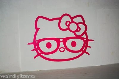 Hello Kitty Nerd Nerdy Glasses Vinyl Car Bumper Laptop iPad Tablet Decal Sticker - Image 1 of 2