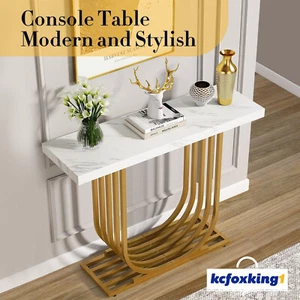 Console Table Hallway Side Entry Display Faux Marble Side Desk Storage Rack - Picture 1 of 10