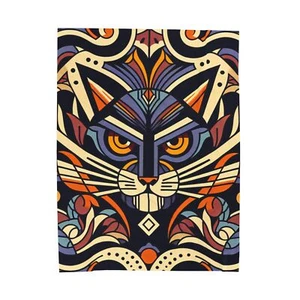 Manta de felpa de terciopelo Art Deco gato gruñón geométrico estilo vintage decoración del hogar - Imagen 1 de 19