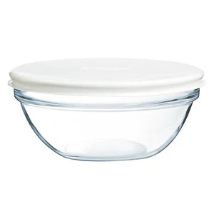 6x Luminarc Empilable 12cm Tempered Clear Glass Mixing Bowls Lids Fridge Storage - Picture 1 of 5