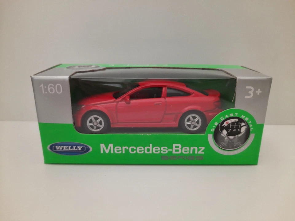 Modellino Statico Mercedes Benz C63 AMG Coupe Welly Auto Colore Rosso Scala 1:64 - Immagine 1 di 1