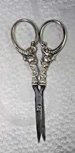 Sterling Silver EMBROIDERY SCISSORS Antique Victorian GERMANY Hallmarked ZOLO? - Picture 1 of 12