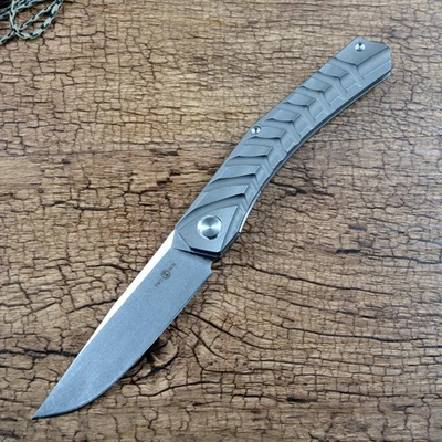 TWOSUN Outdoor Folding Pocket Knife 14C28N Blade Gray TC4 Titanium Handle TS470 - Image 1 of 4
