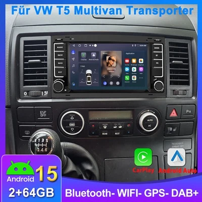 Für VW T5 Multivan Transporter DAB+ Android 15 Autoradio Carplay GPS Navi RDS BT - Bild 1 von 4