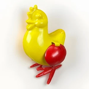 Vintage Plastic Egg Laying Chicken Hen Push Down Mechanical Toy Easter Farm Barn - Picture 1 of 11