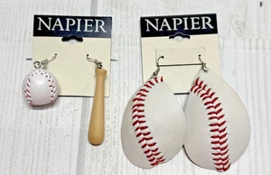 Baseball Earrings Lot of 2 Pair Sports Earrings Baseball Mom Bat Ball - Picture 1 of 6