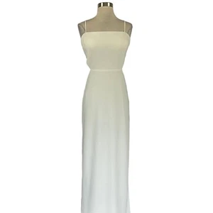 AQUA Women's Formal Dress Size 12 White Crepe Cut Out Sleeveless Evening Gown - Picture 1 of 10
