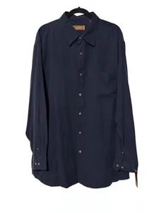 Neu mit Etikett Tasso Elba marineblau 100 % Seide Langarm Button-Down-Hemd Größe Herren XXL - Bild 1 von 4