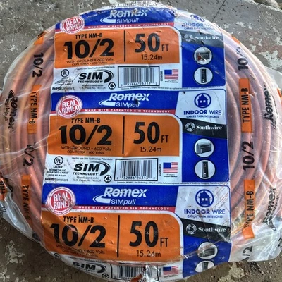 50 ft. 10/2 Solid Romex Simpull  NM-B W/G Wire - Image 1 of 4
