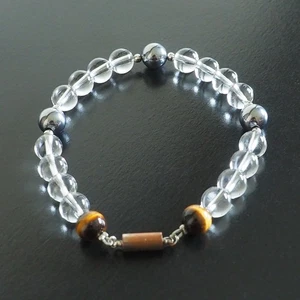 Pulsera Magnética Curativa - Ojo de Tigre y Cristal - Accesorio Energía Natural - Imagen 1 de 13
