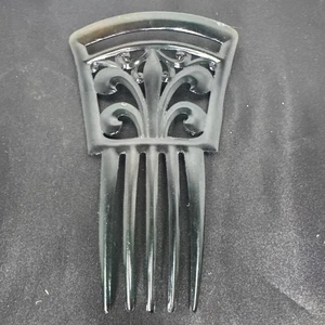 Vintage Art Nouveau Celluloid Hair Comb Black Openwork Mantilla Back Comb 5” - Picture 1 of 3