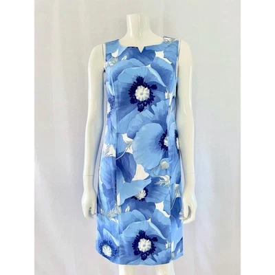 Vestido vaina floral azul, vestido de cóctel con estampado de amapola,... - Imagen 1 de 4