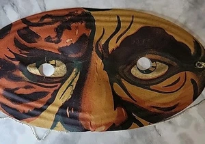 Antique Paper Halloween Costume Mask Creepy Stalker Mutilated Orange Japan 1920s - Picture 1 of 8
