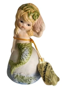 Adorabelles Mermaid Bell Blonde Girl 4" Figurine 1979 Seashell Vtg JASCO Tag - Picture 1 of 8