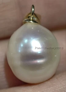 ENORME nuevo colgante de perlas naturales del mar del sur de 15-13 mm oro 14K #SS016 - Imagen 1 de 2