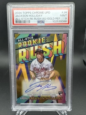 2024 Topps Chrome All-Etch Rookie Rush Auto Gold Refractor Jackson Holliday /50 - Image 1 of 2