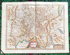 XVII ème - La Bresse Superbe Carte par J Janssonius 56,5 x 42 cm Editée en 1640 - Imagen 1 de 4