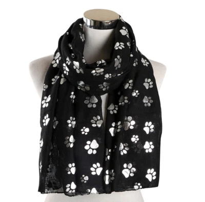 FASHION Schwarzer Pfotendruck Schal/Damen leichte Schals Tücher Wraps