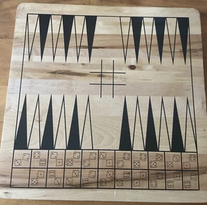 Wooden Backgammon and Other Games Board (Two-sided) - Picture 1 of 2