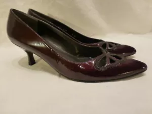 Zapatos para mujer Weitzman Borgoña patentados cuero clásico bomba gatito tacón alto 8,5N - Imagen 1 de 12