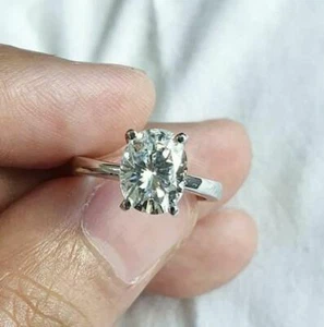 8x6mm Oval Cut Lab Grown Certified Diamond Solitaire Ring 14k White Gold Plated - Picture 1 of 10