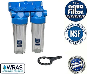 Aquafilter 10" Double Twin Water Filter Housing 3/4" / Biodiesel & Vegetable Oil - Picture 1 of 2
