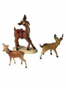 3 Small VTG Plastic Rubber DEER Buck REINDEER Hong Kong XMAS Rudolph Figures - Picture 1 of 8