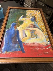 Pintura al óleo abstracta modernista vintage firmada por ZEFRIDAS - Imagen 1 de 8