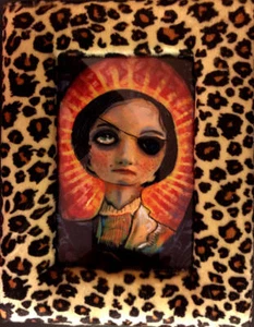Art: Bizarre Oddities Pirate Lady EyePatch Print in Soft Padded Leopard Frame - Picture 1 of 1