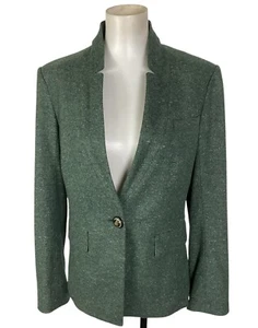 Veronica Beard Upcollar Dickey Jacket Green Wool Blend SZ 4 From CBS Studio - Picture 1 of 10