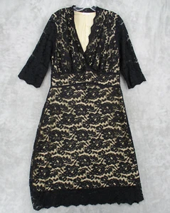 Kiyonna Dress Womens 1X Lace Sheath Midi Witchy Career Evening Event Lined Black - Picture 1 of 11