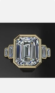 3.5ct Simulated Diamond Engagement Ring Yellow Gold Plated 5 Stone Bezel Set - Picture 1 of 9