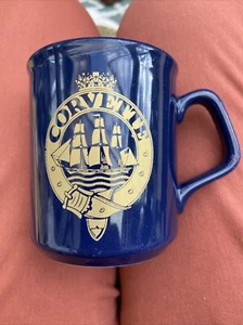 Vintage Corvette Sailing Ship Blue & Gold Ceramic Mug Made in England - Picture 1 of 9