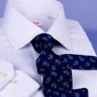 White Herringbone Twill Dress Shirt Business Formal Button Cuff Chest Pocket Top