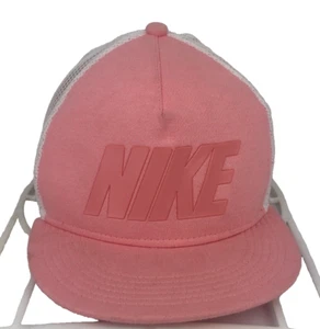 Vintage Nike Snapback Truckers Hat Mesh Back Block Letters Pink Cap #56323 Nice - Picture 1 of 12